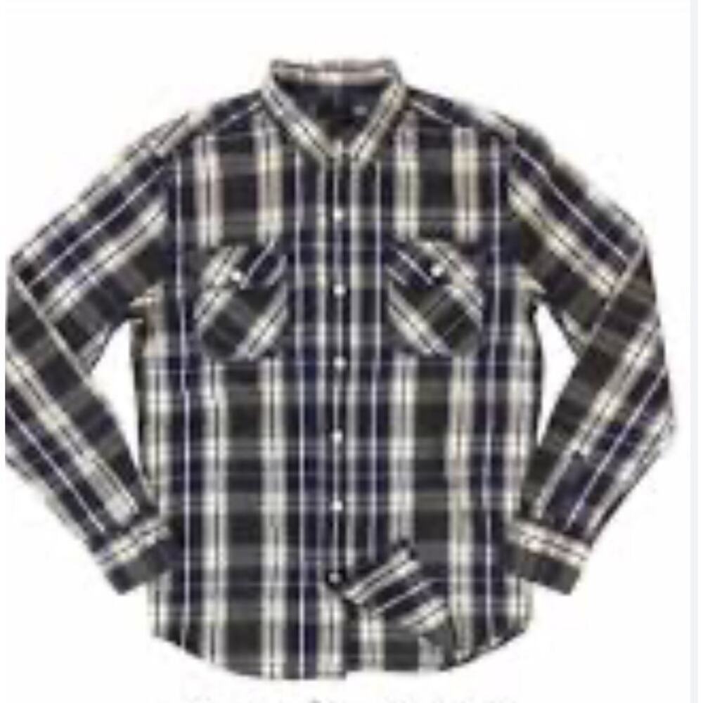 ZARA MAN slim fit black‎ / grey check western button down shirt size XL